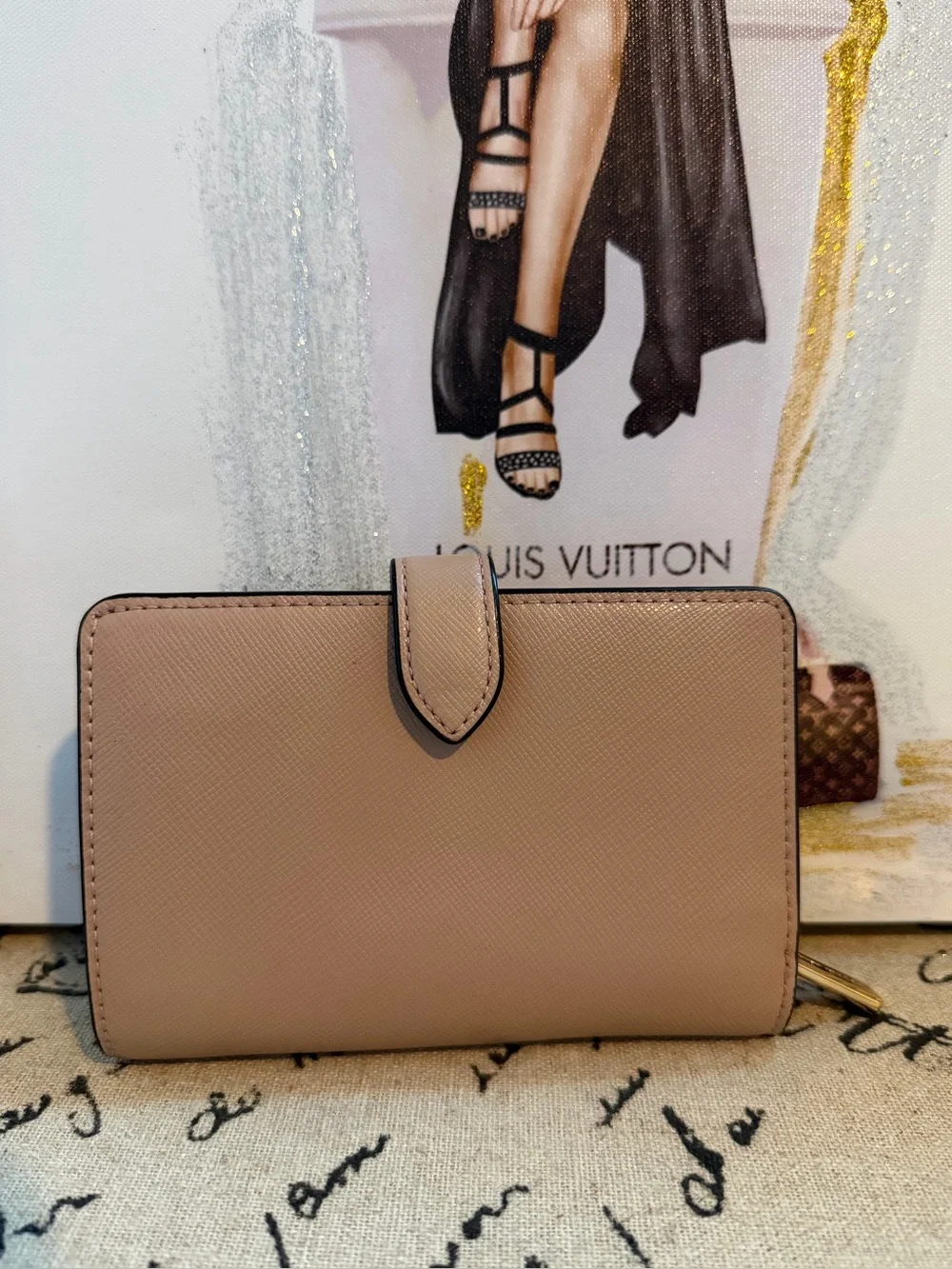 kate spade Two-Tone Black and Taupe Leather Wallet